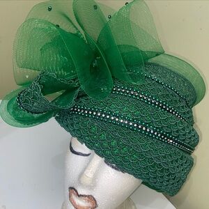 Fancy Emerald Green Dress Hat / Church/ Christmas Hat by Ms. Divine